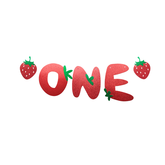 Baby children kids 1st birthday fruits strawberry bunting banner