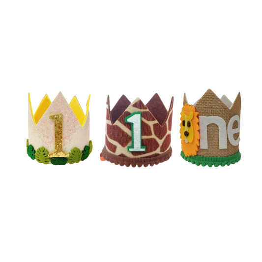 Handmade jungle animal giraffe leaves Birthday Party Cake Smashing Felt crown Hat