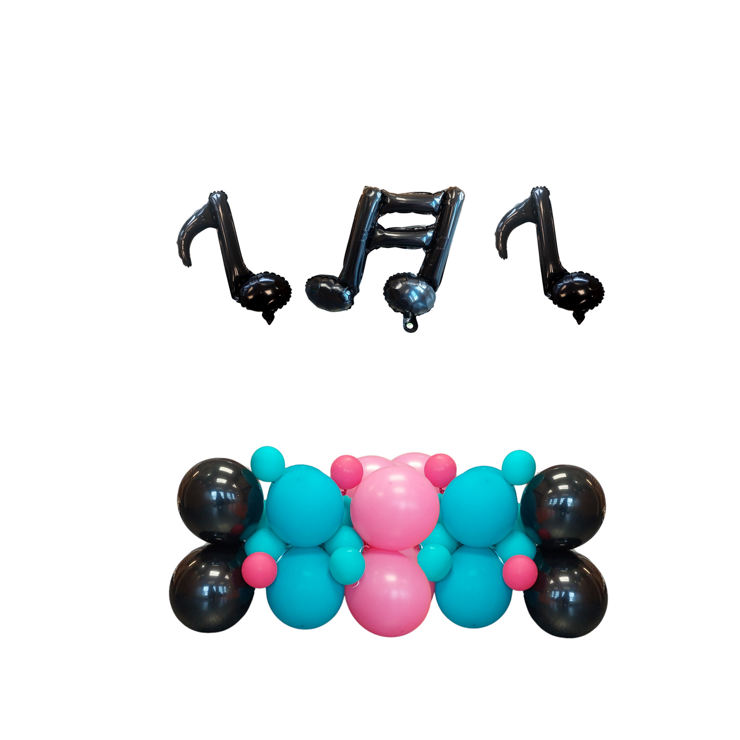 Black blue pink music video birthday balloon sculpture bouquet