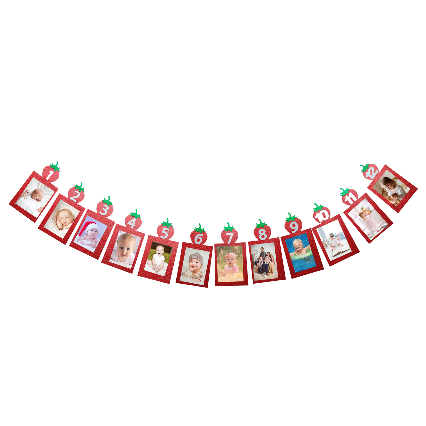 Baby children kids 1st birthday fruits strawberry 12 month photo bunting banner