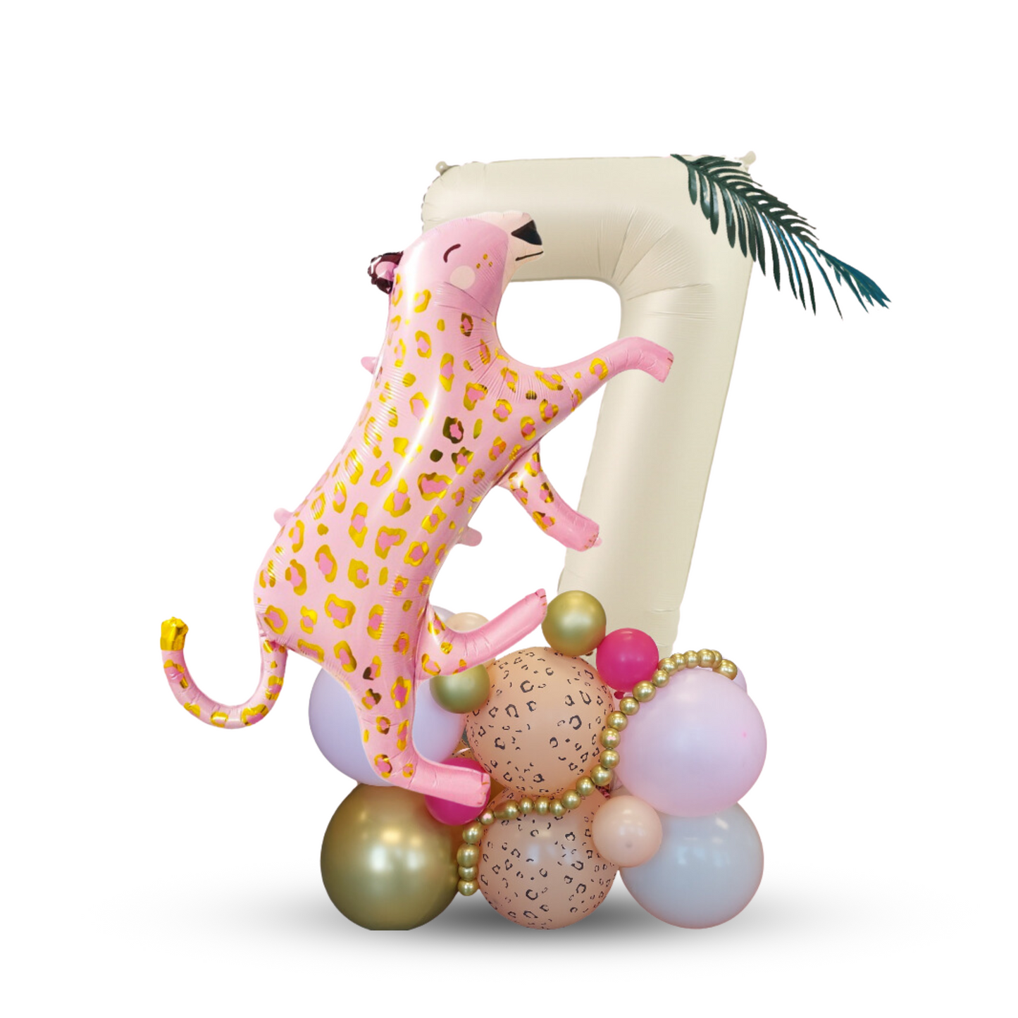 Wild animal pink leopard balloon cream 40inch number bouquet