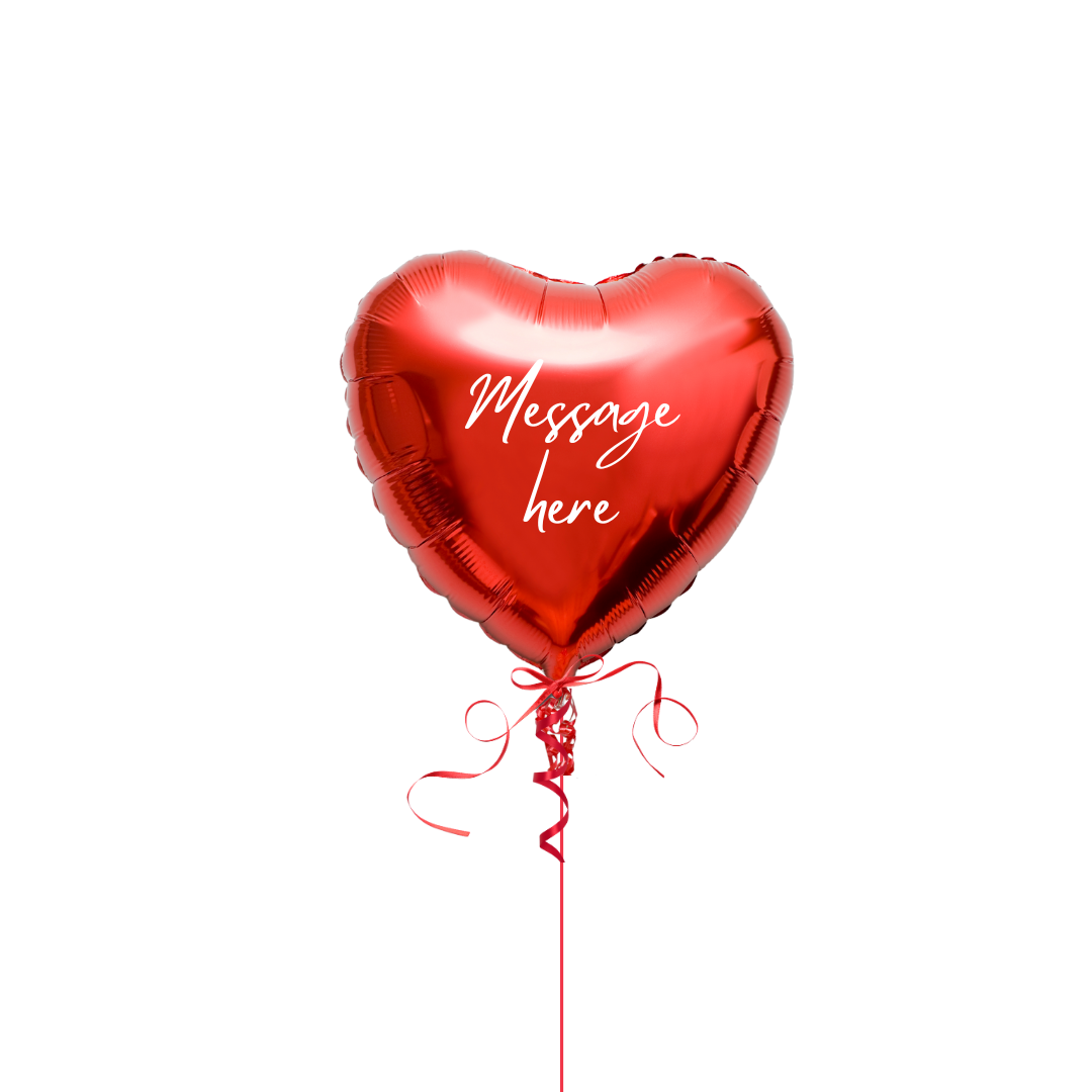 Personalised 18inch red heart balloon valentine's day gift idea ready helium inflated