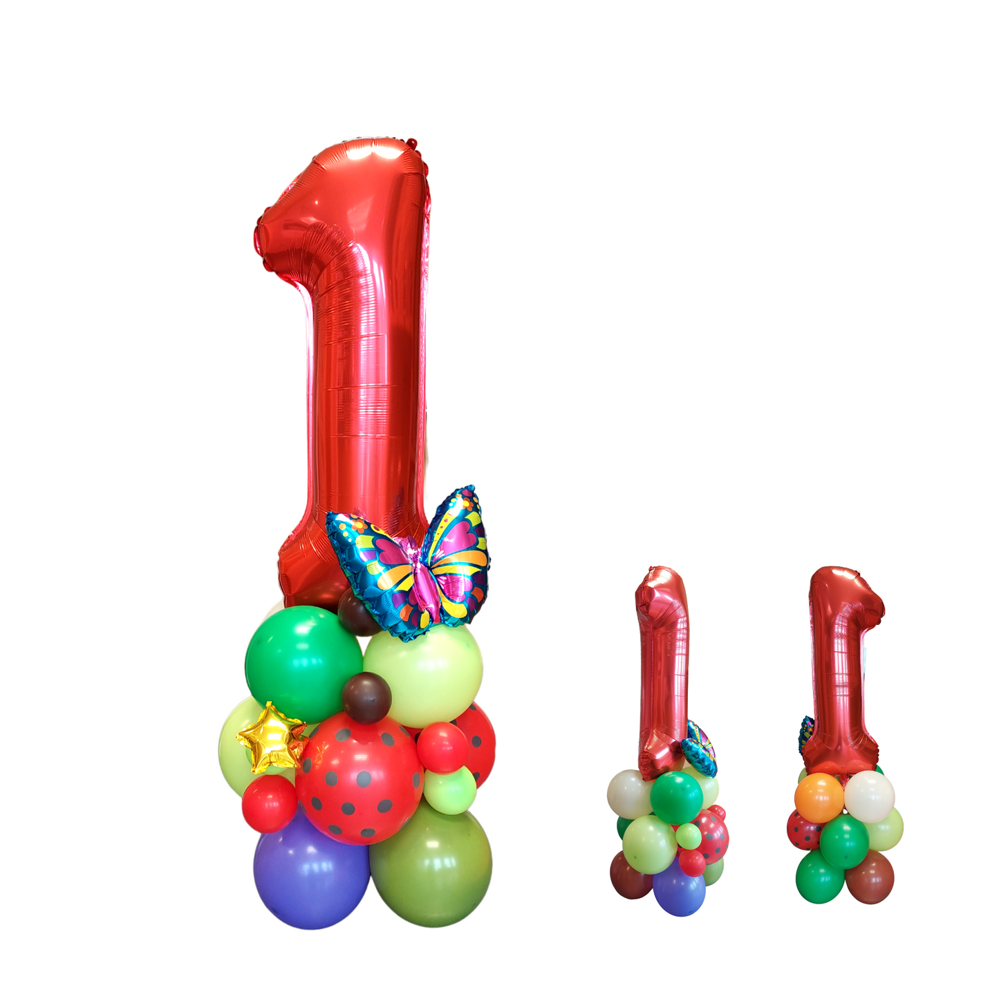 The Hungry Caterpillar and butterfly themed birthday balloon bouquet