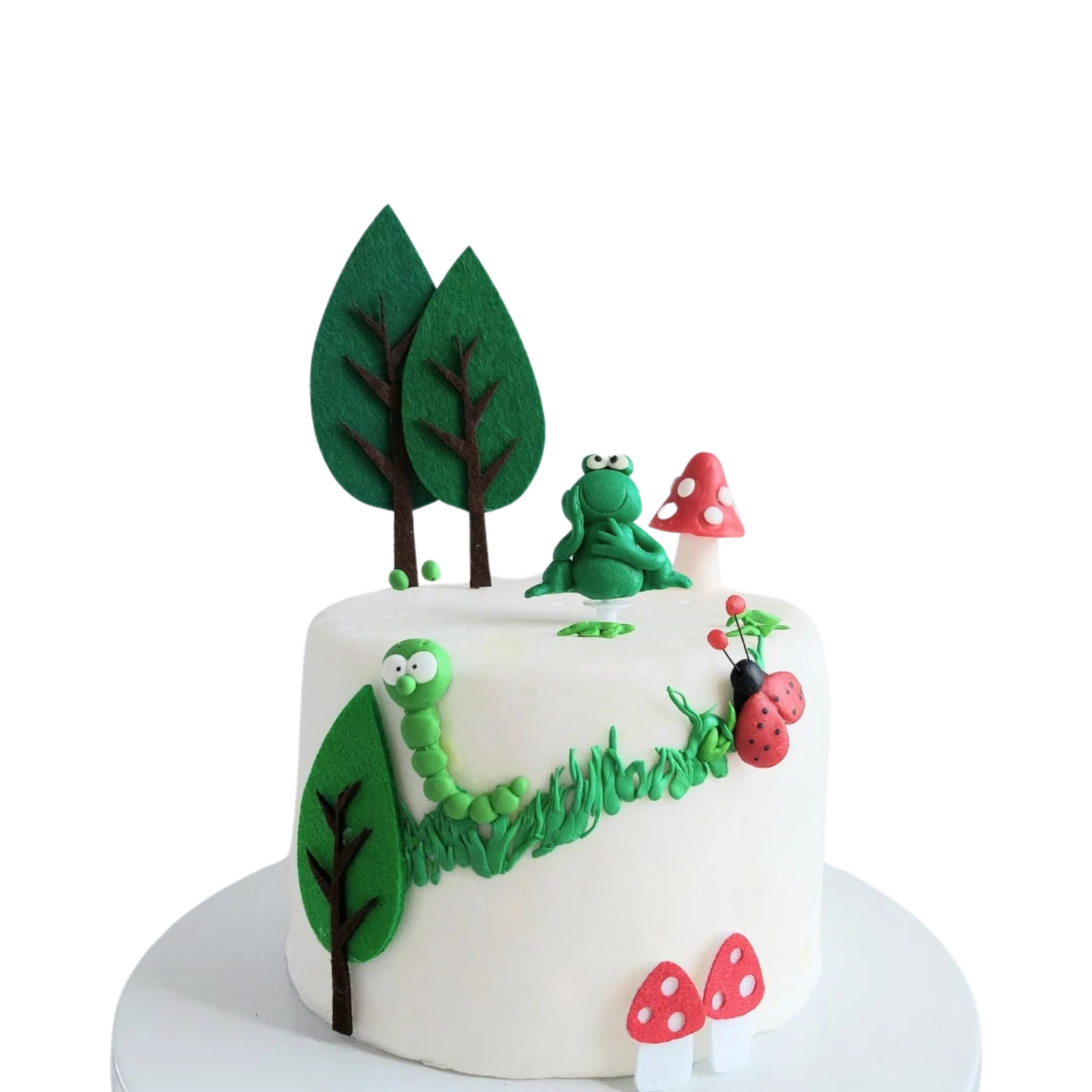 Clay spring forest animals caterpillar ladybird frogs trees reusable cake topper set