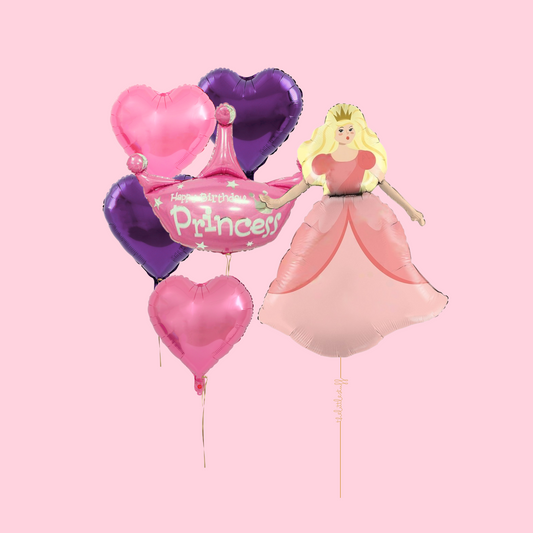 Princess Crown Hearts Foil Balloon Bundle