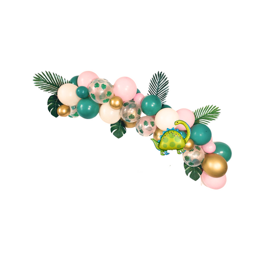 Pink and sage dinosaur balloon garland