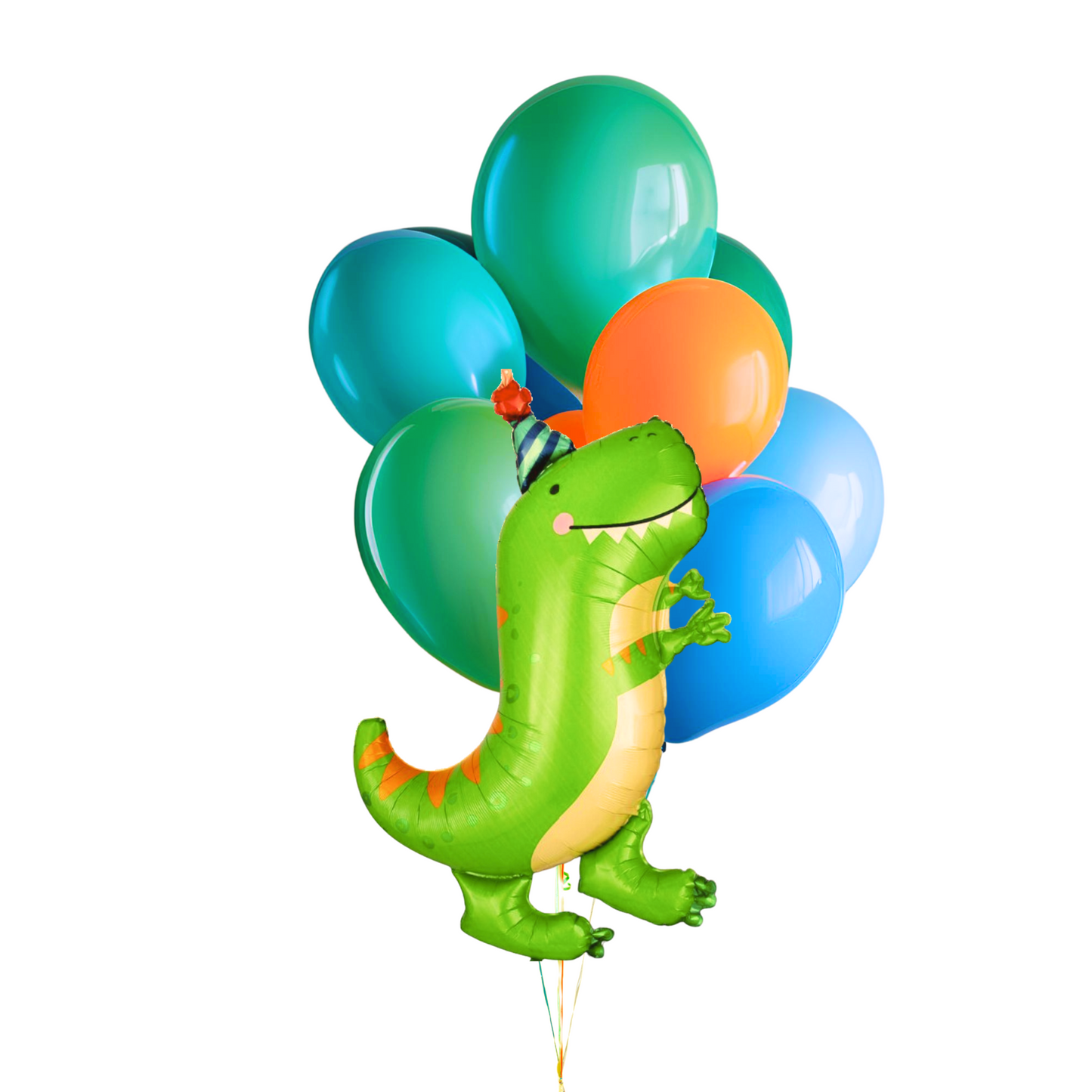 Orange and Teal Dinosaur Birthday Balloon Bundle