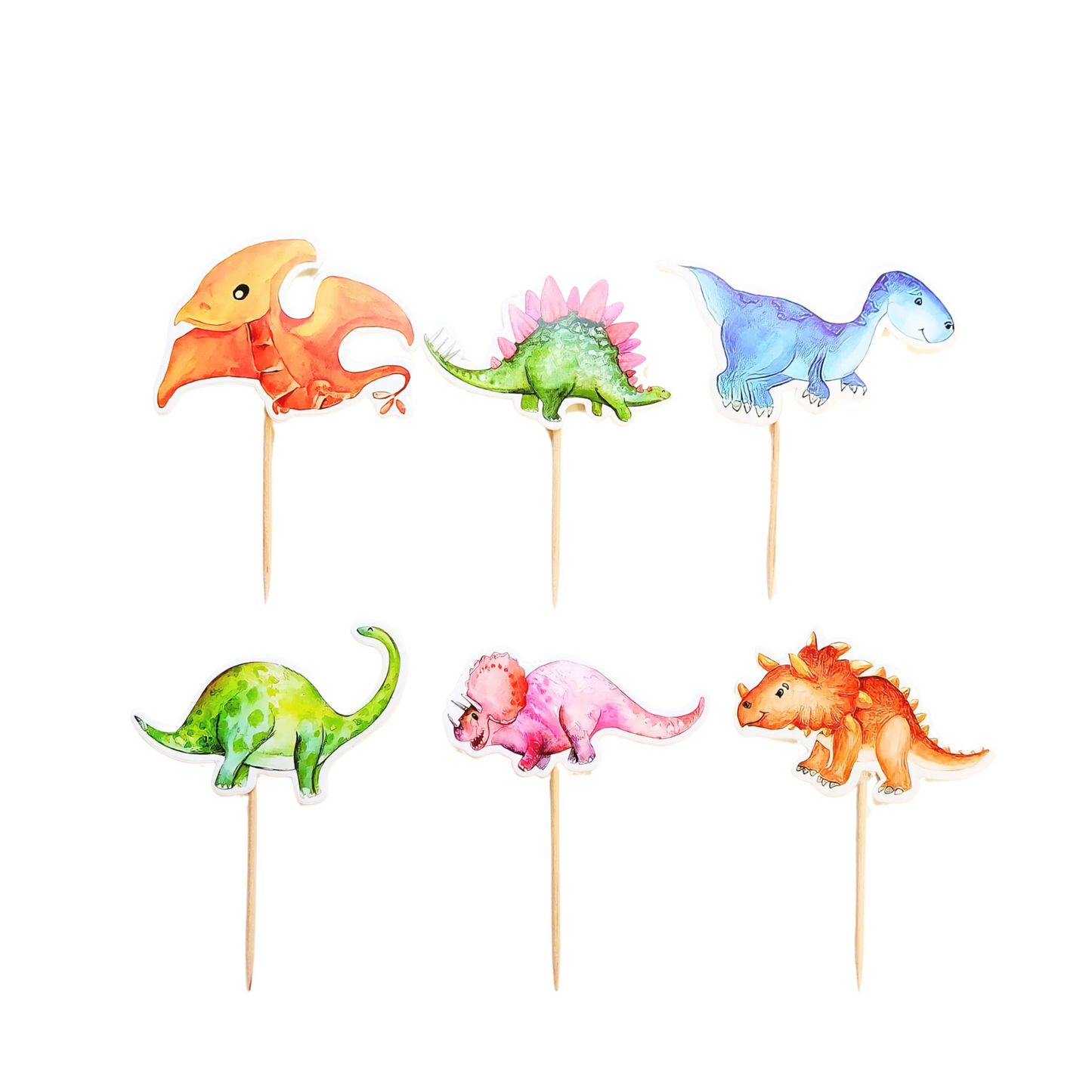 Pink girls Dinosaurs Birthday cup Cake Topper set