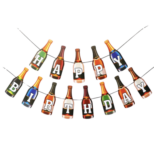 Beers men happy birthday bottles print paper card hanging bunting garland