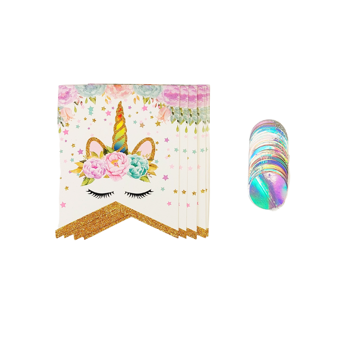 Unicorn fan tissue tassel bunting banner birthday decoration set