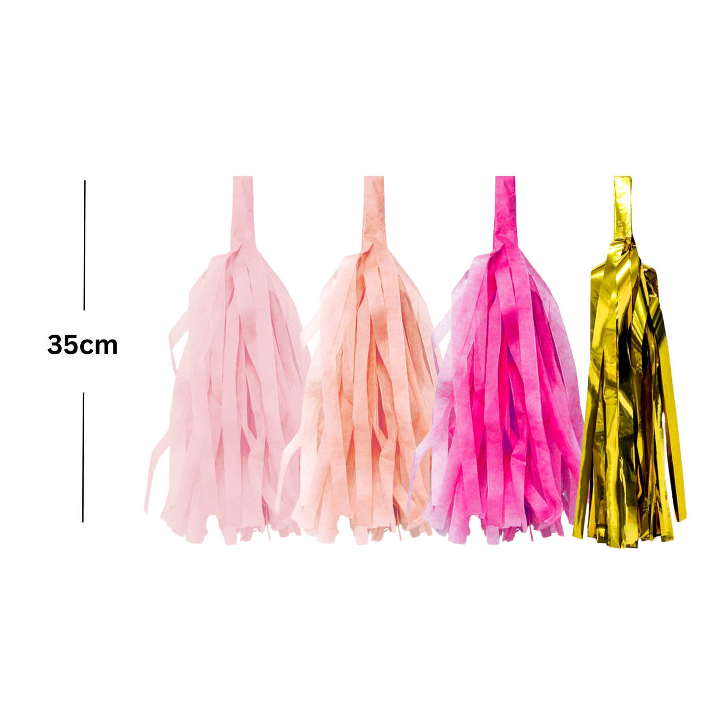 Gold pink peach style paper tissue tassel garland