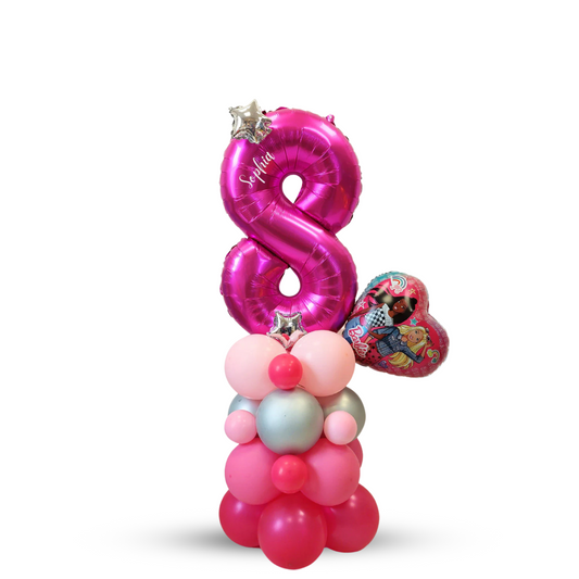 Barbie disco party pink big logo balloon sculpture