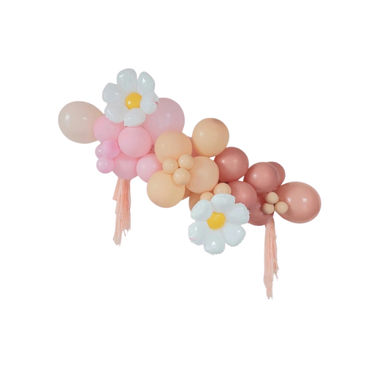 Sweet daisy balloon pink blush balloon garland with tassels