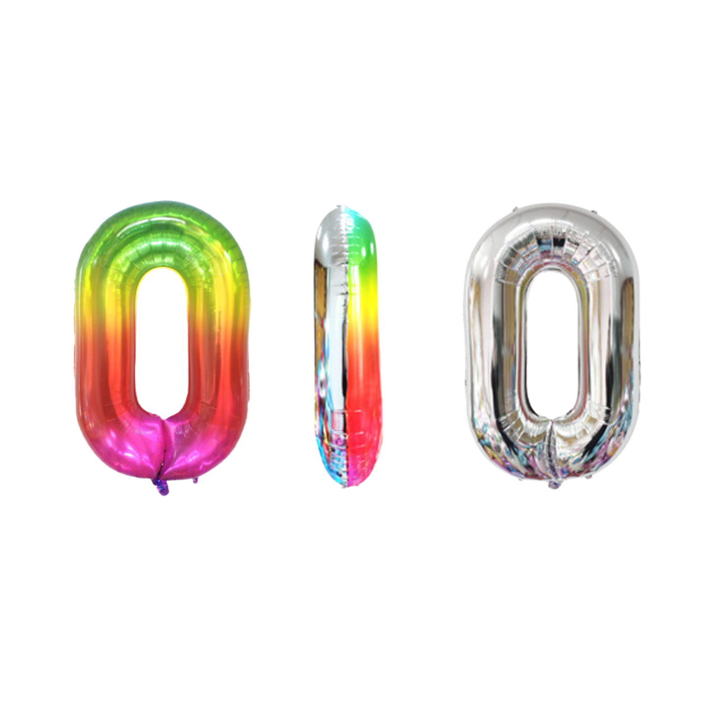 40"inch radiant rainbow silver helium number balloon