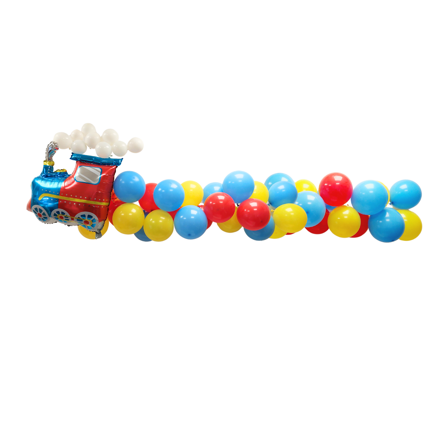 Blue yellow red train Birthday Balloon garland