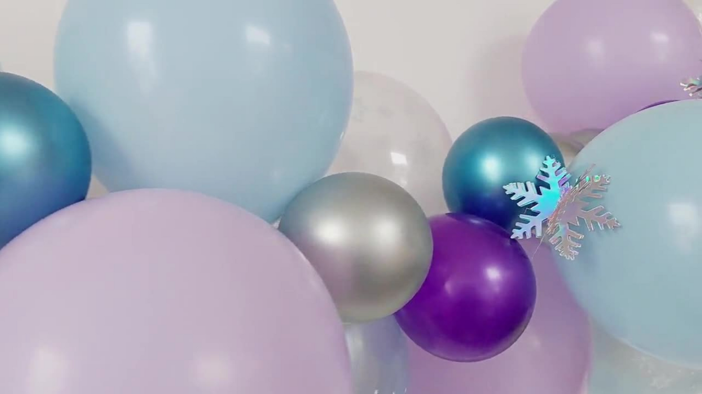 Lavender blue Frozen style snow flakes balloon garland