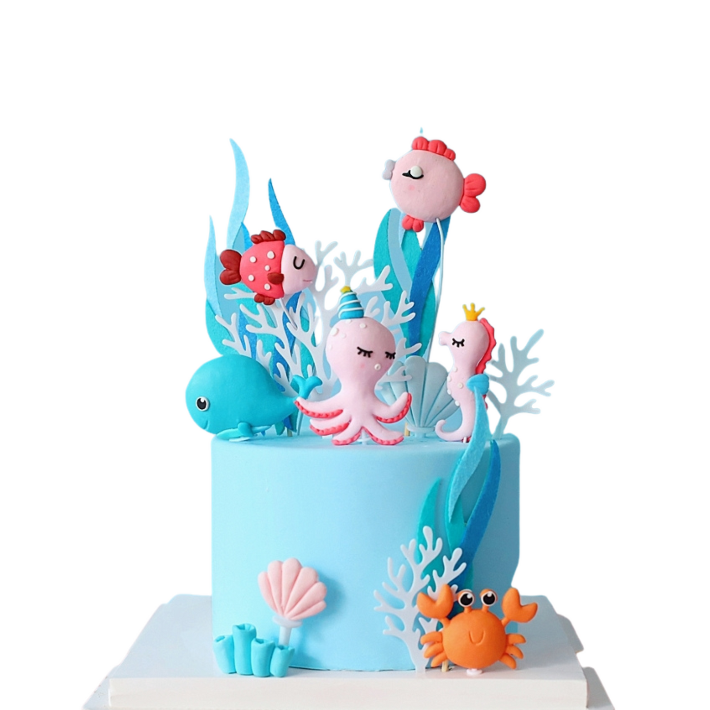 Under the sea fish coral cake topper set