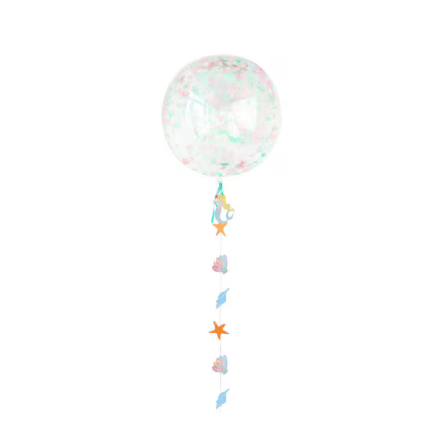 Mermaid confetti bubble balloons with bunting tails