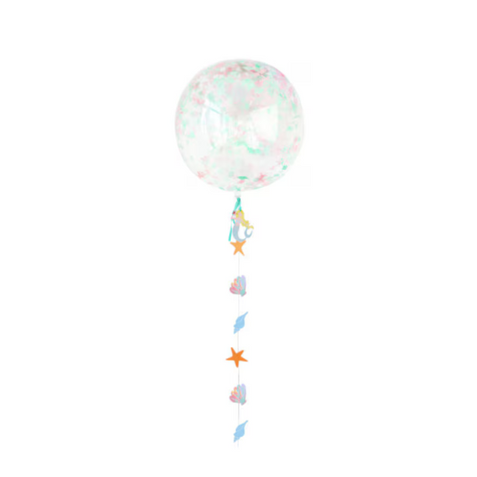 Mermaid confetti bubble balloons with bunting tails