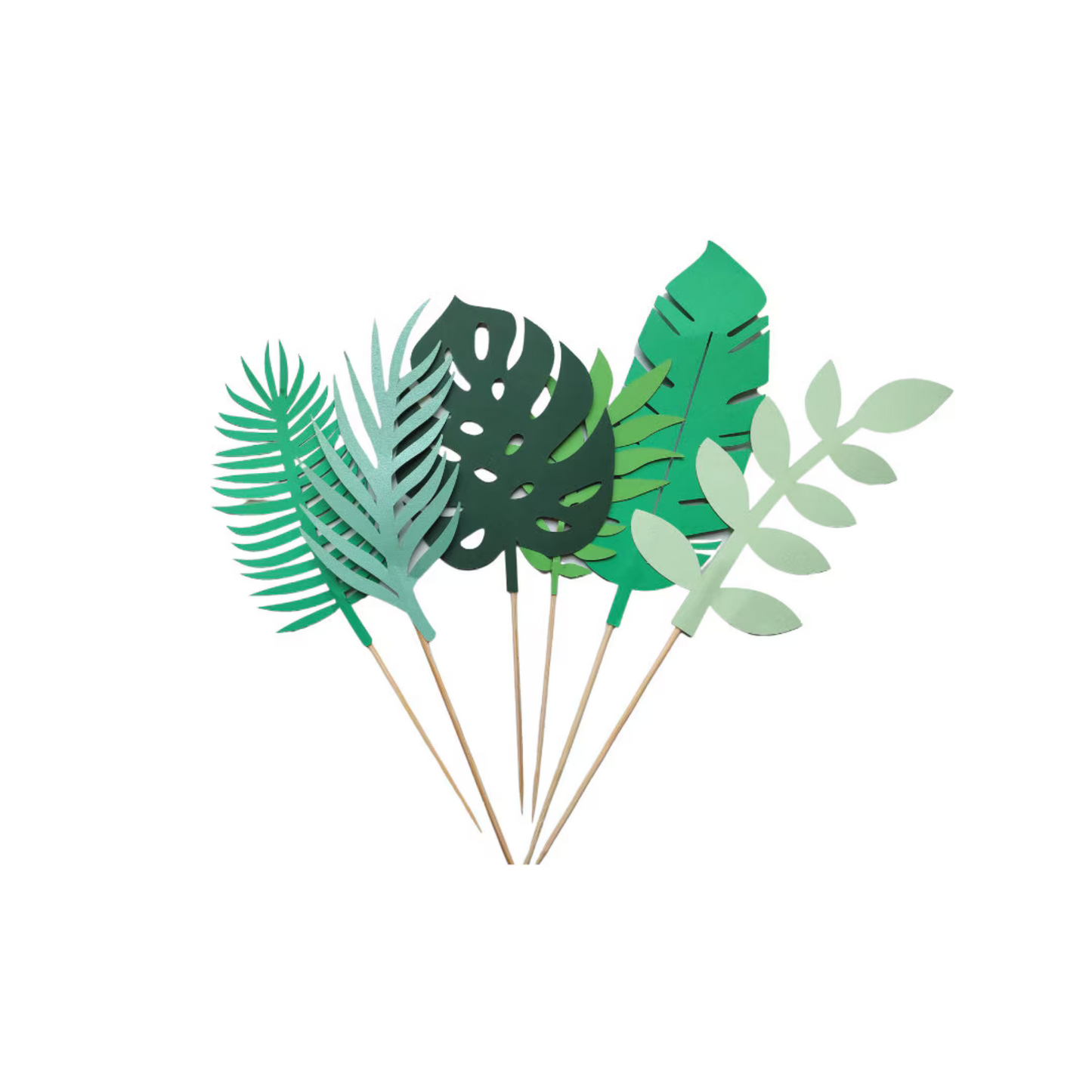 6pcs Animal forest jungle leaves paper Cake Topper set