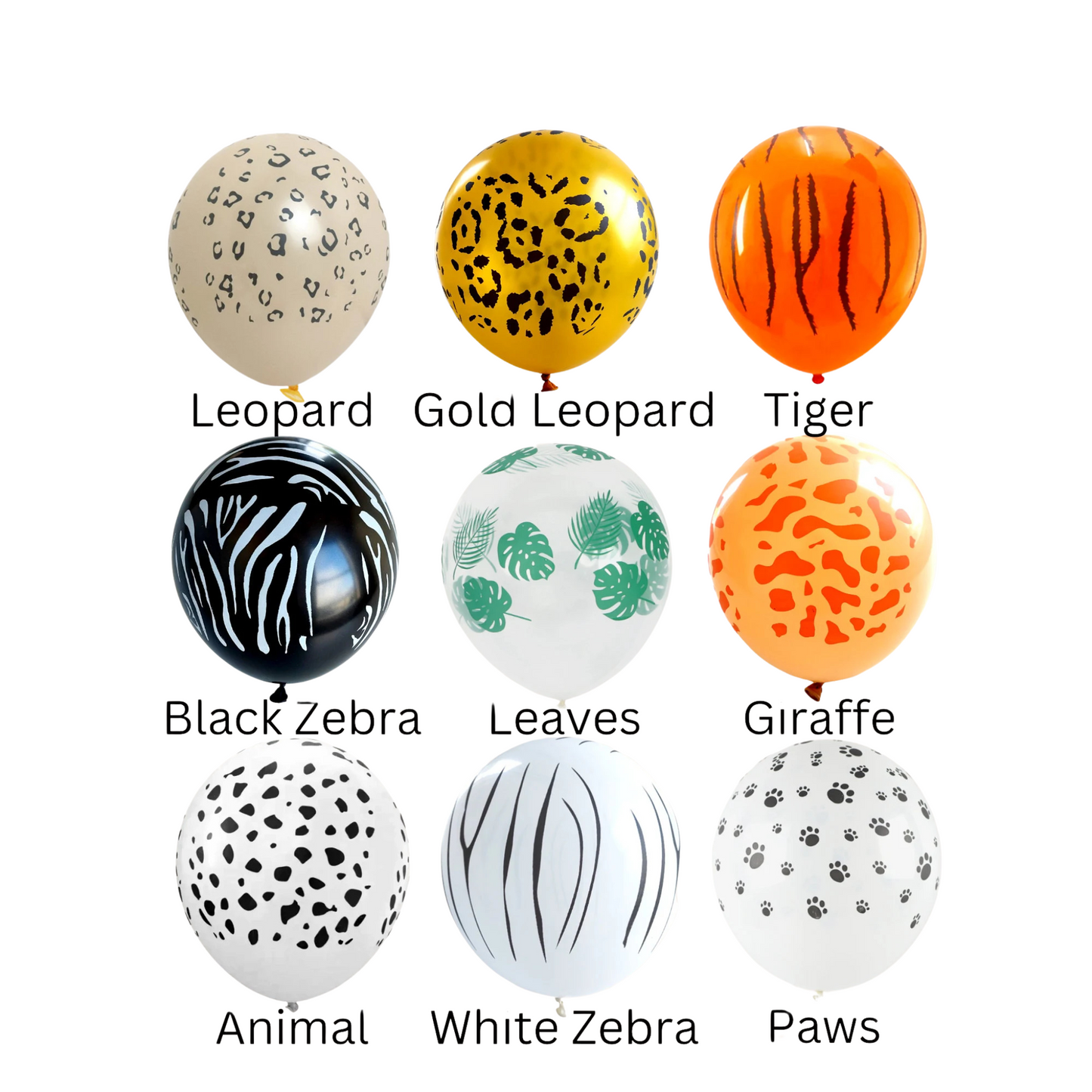 1-20-pack 12inch animal print latex balloons