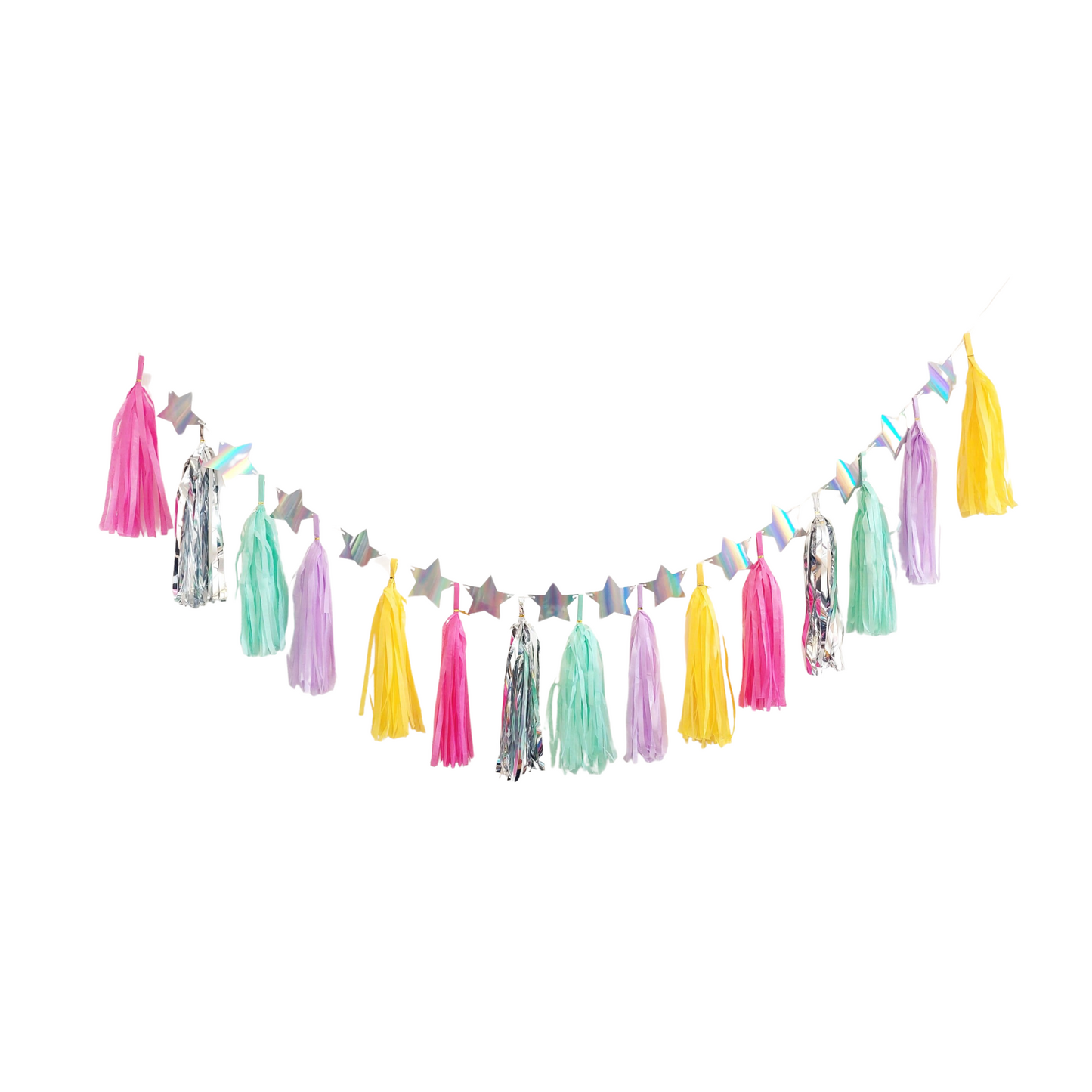 Specially designed girls large shooting stars tissue tassel garland birthday decoration bunting garland pastel rainbow