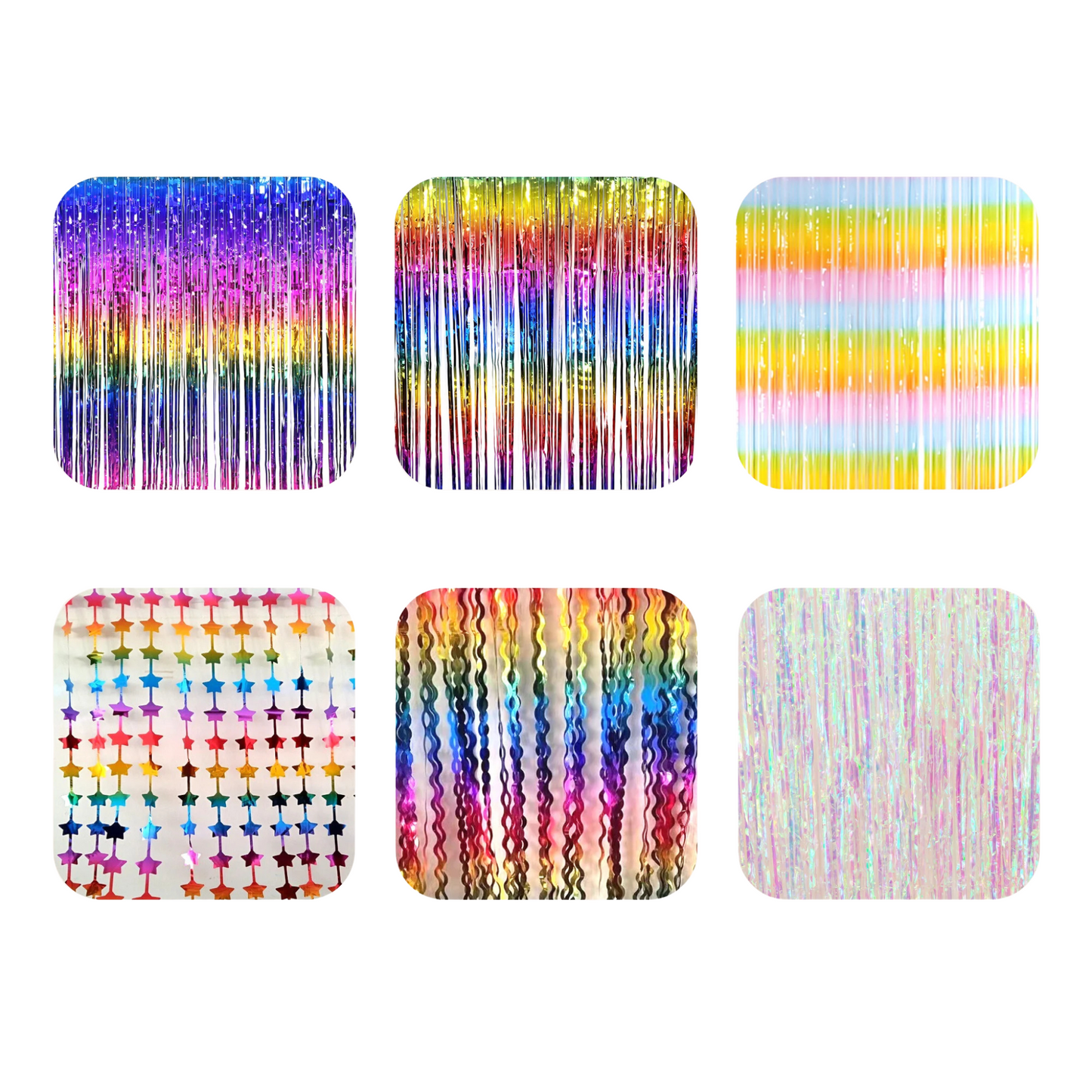 Iridescent Tinsel Foil Curtain Backdrop Decoration