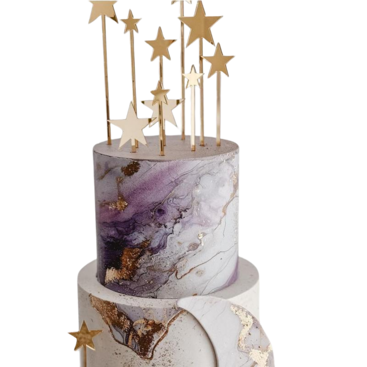 24pcs Gold acrylic stars space night baby children cake topper set