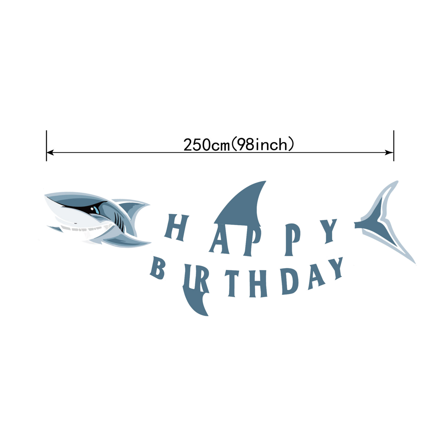 Under the sea blue shark happy birthday bunting banner garland 2.5m length