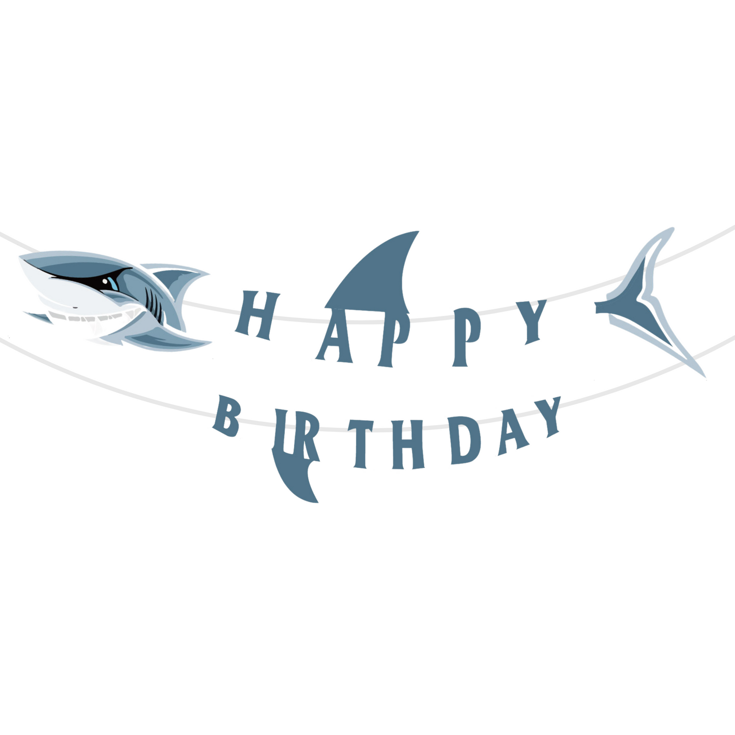 Under the sea blue shark happy birthday bunting banner garland 2.5m length