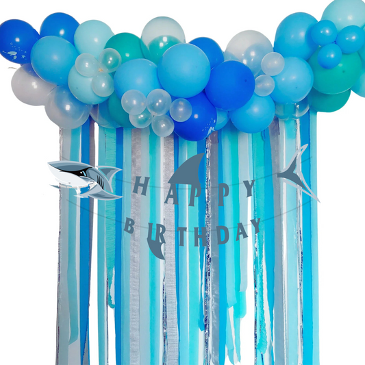 Under the sea blue shark happy birthday bunting banner garland 2.5m length