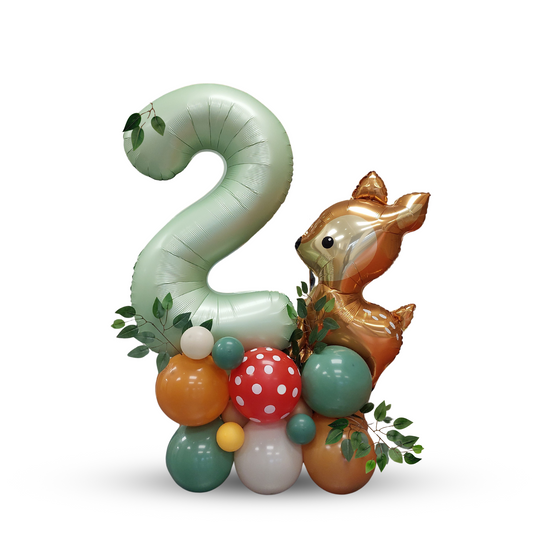 Woodland animals leaves birthday balloon bouquet