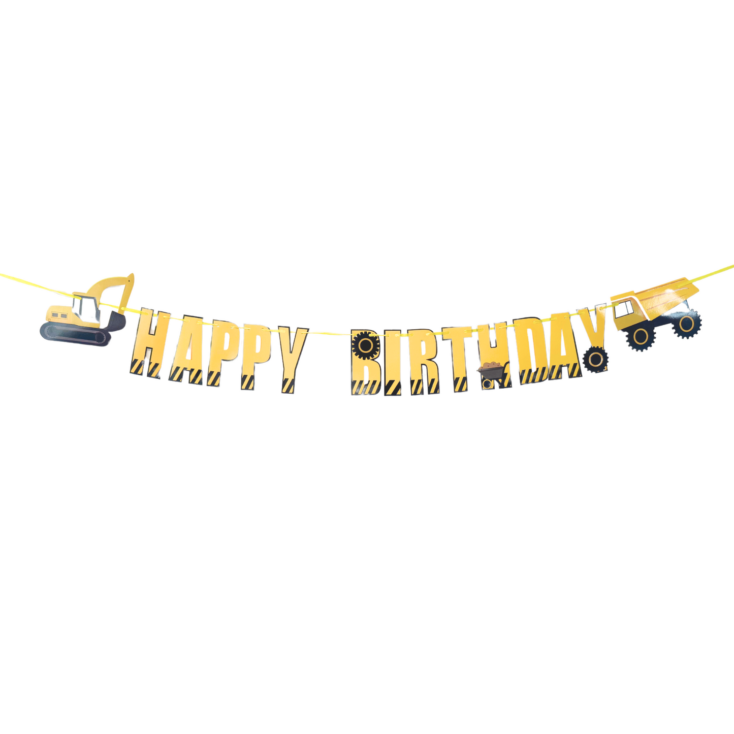 Personalised black yellow Car Vehicle diggers Birthday Balloon Bouquet stand