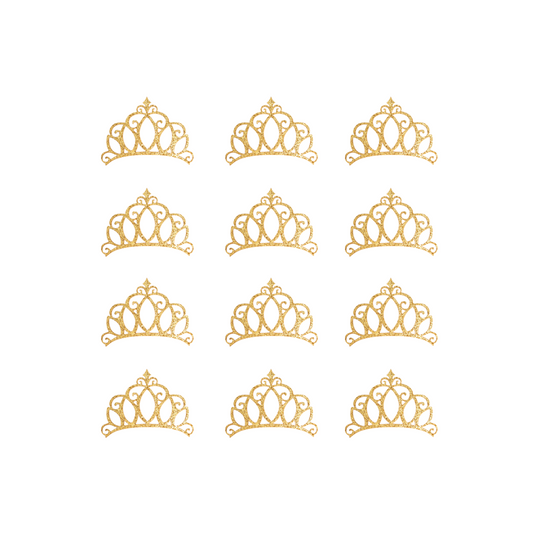 12-pack gold glittery princesses crown tiara cup cake topper decorations