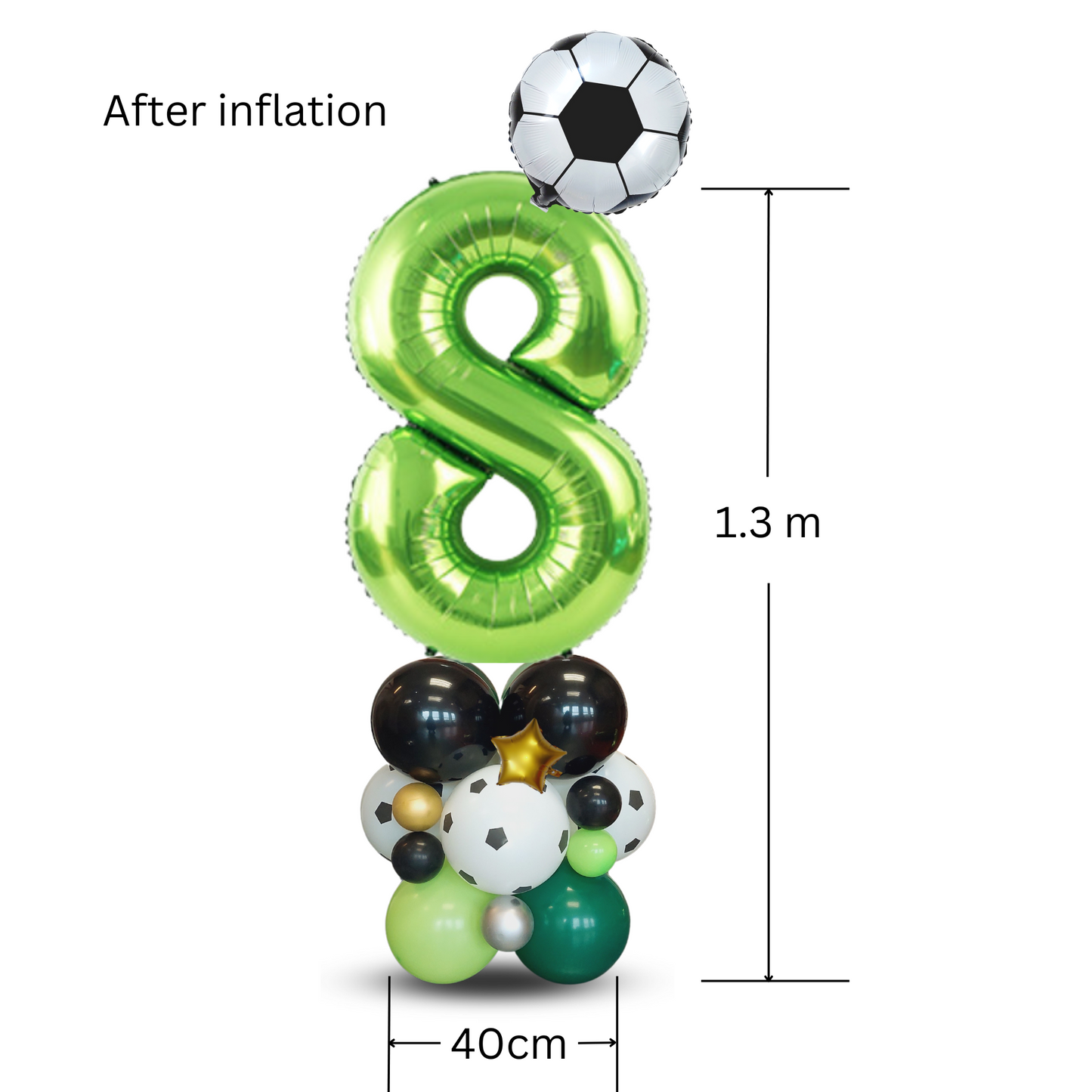 Black and Green Football balloon sculpture