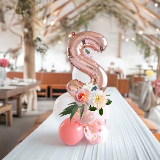 16inch rose gold name initial balloon stand