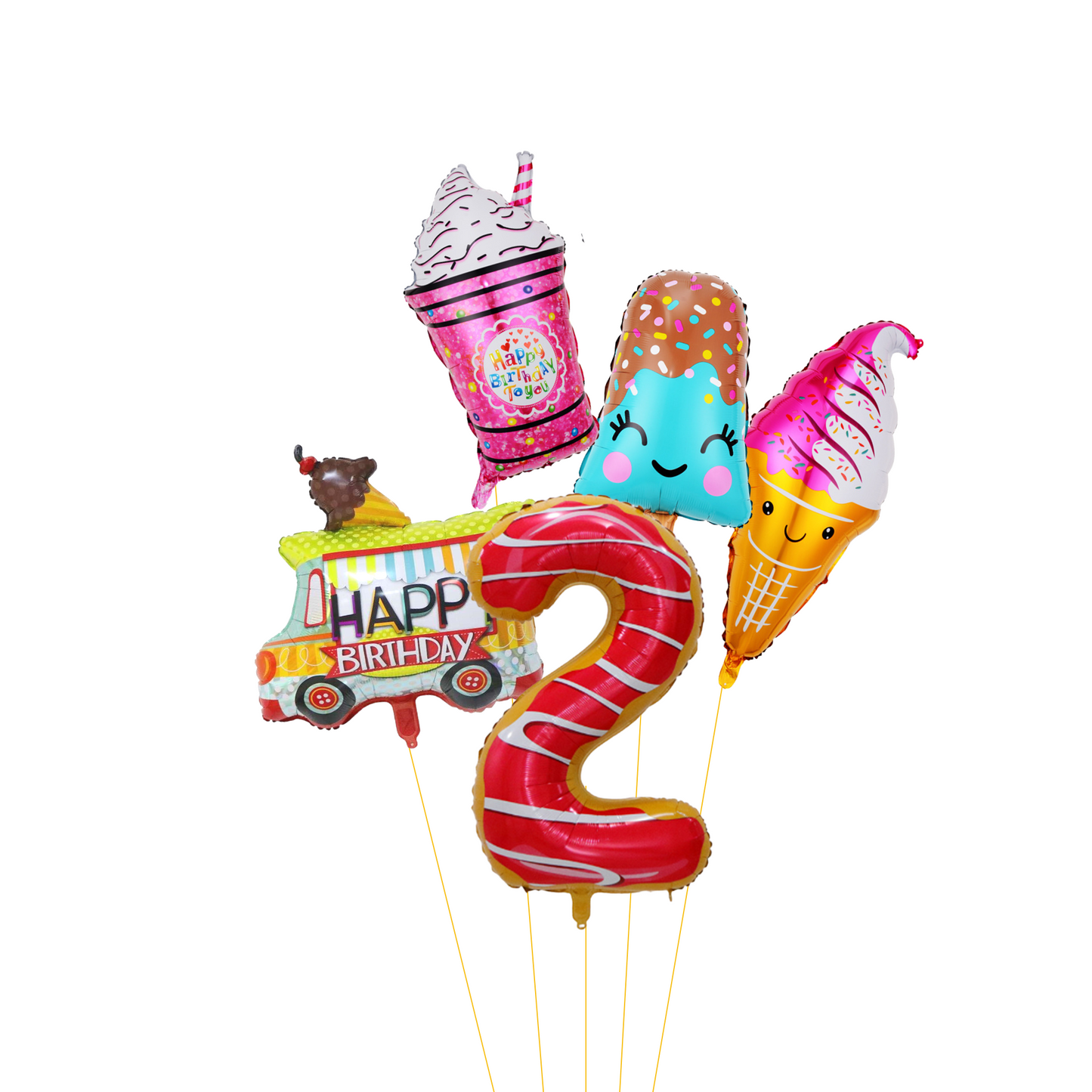 40inch Ice cream lolly donut sweets chocolate rainbow sprinkles helium balloon bouquet summer girls or boys birthday party decoration