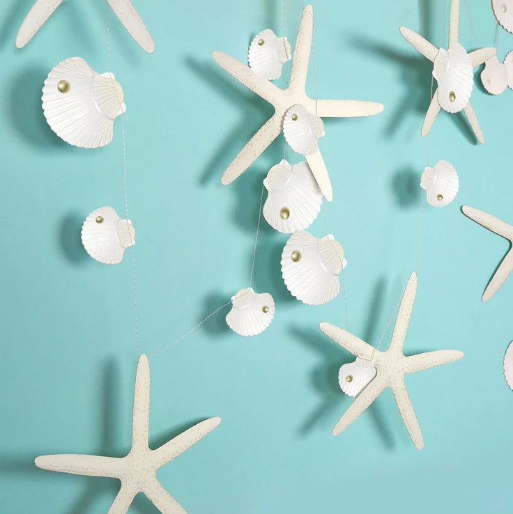 Mermaid under the sea paper starfish and shells birthday bunting banner garland