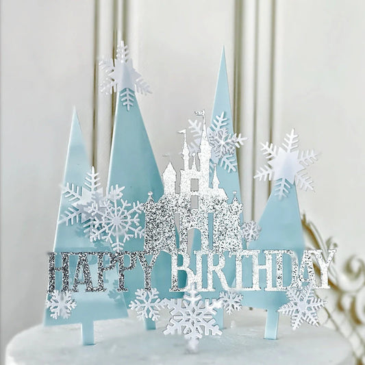 Frozen princess castle trees acrylic cake topper sets