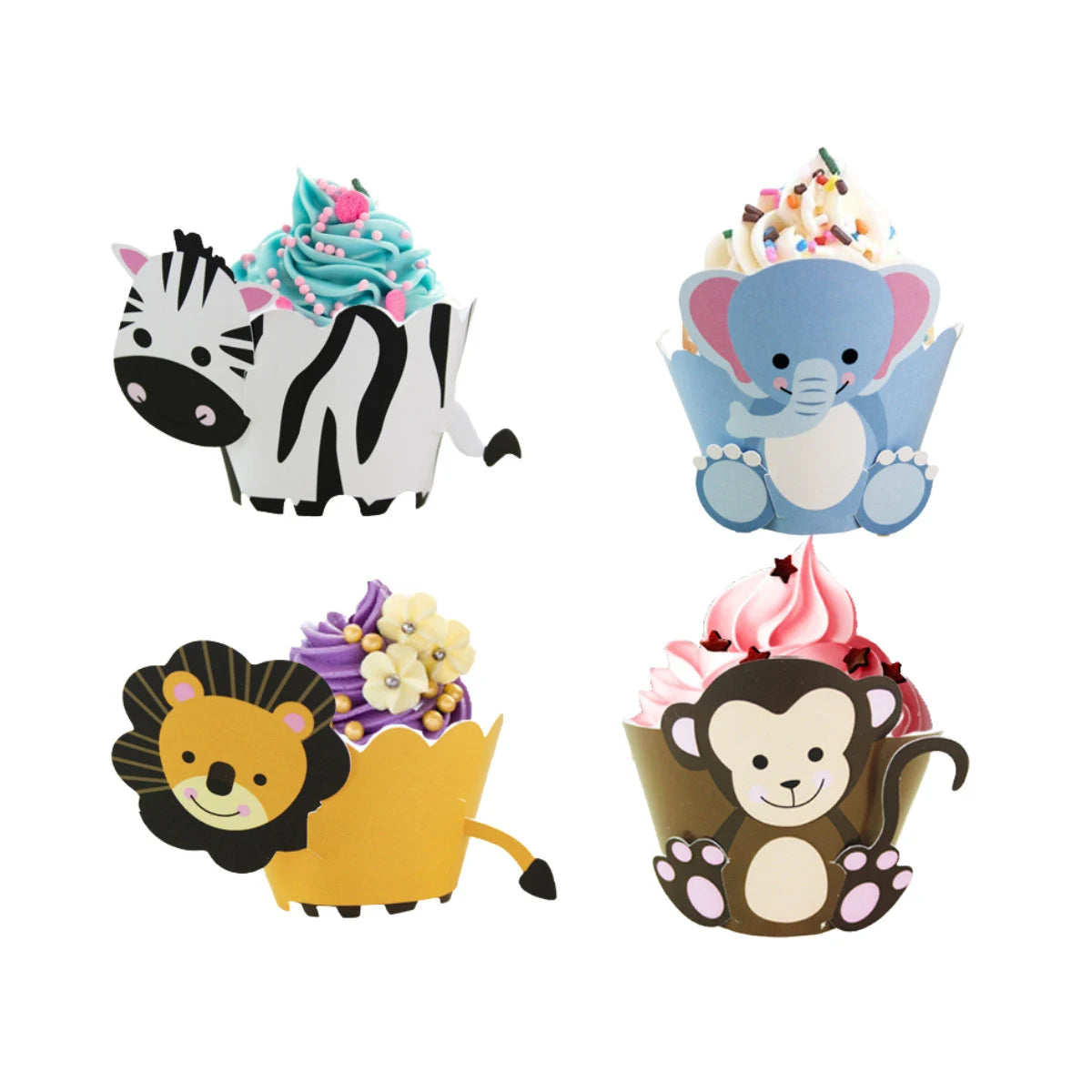 Zoo jungle forest safari Animal Birthday Party Cup cake holder 12-pack