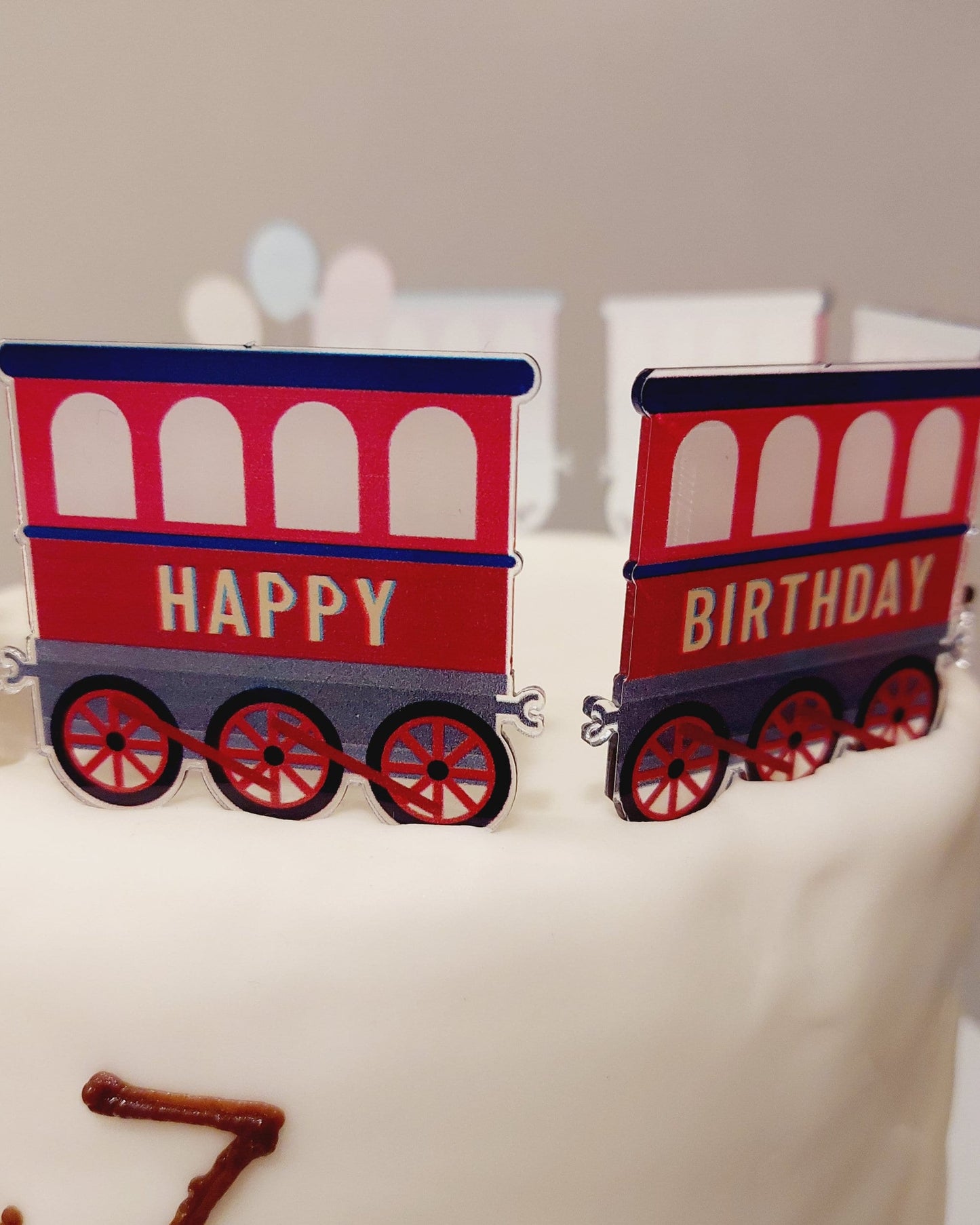 Personalised Vehicle train acrylic cake topper boys men birthday cake decoration