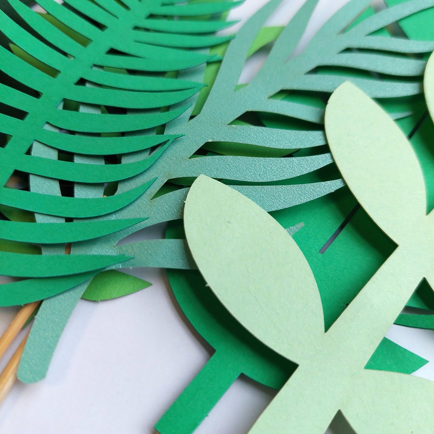 6pcs Animal forest jungle leaves paper Cake Topper set