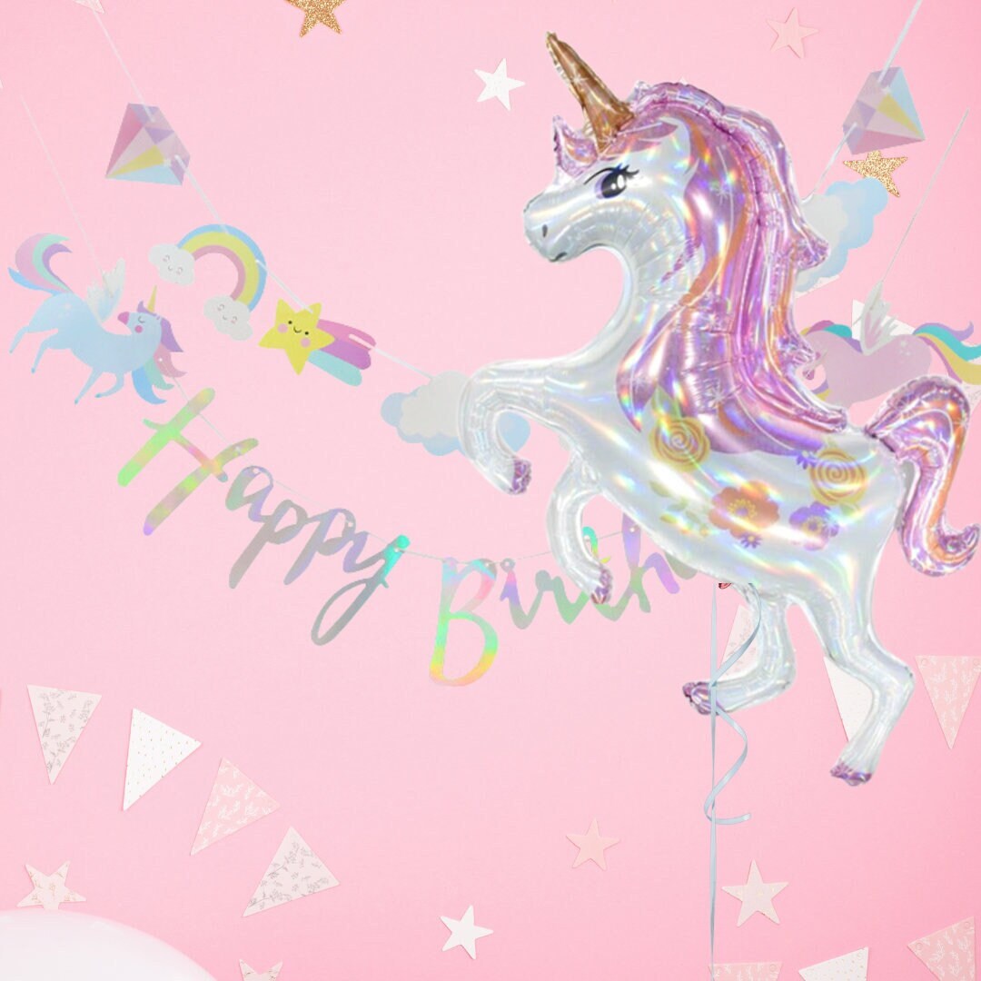 Large pink Unicorn Girls Birthday Party Balloon