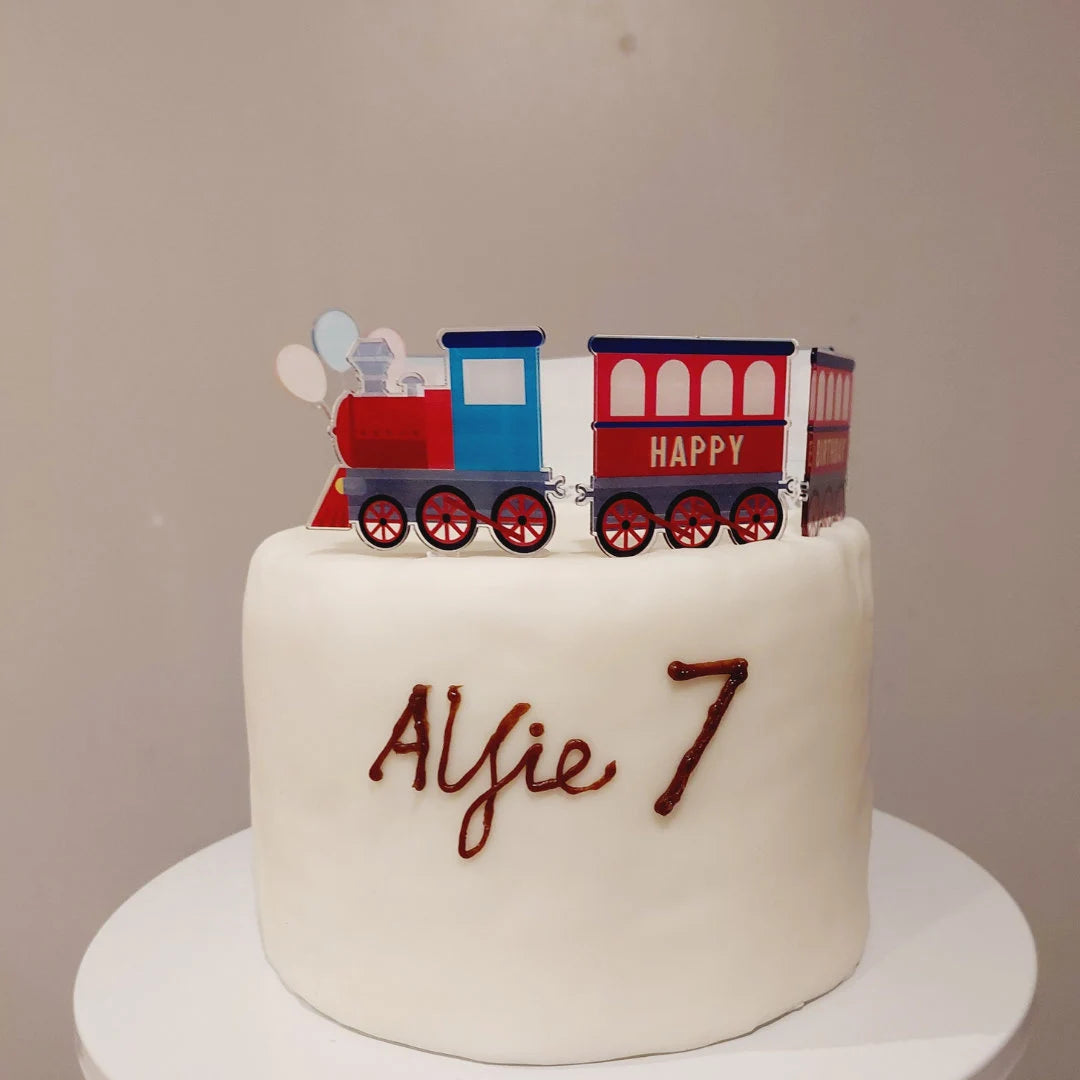 Personalised Vehicle train acrylic cake topper boys men birthday cake decoration