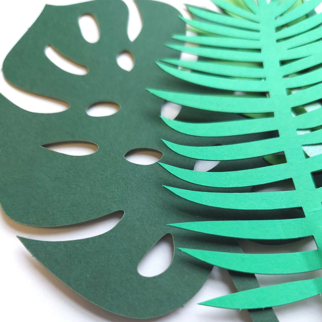 6pcs Animal forest jungle leaves paper Cake Topper set