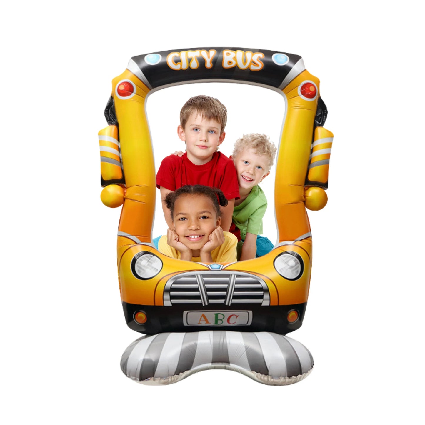 Black and yellow school bus photo frame free standing balloon boys girls birthday party decoration