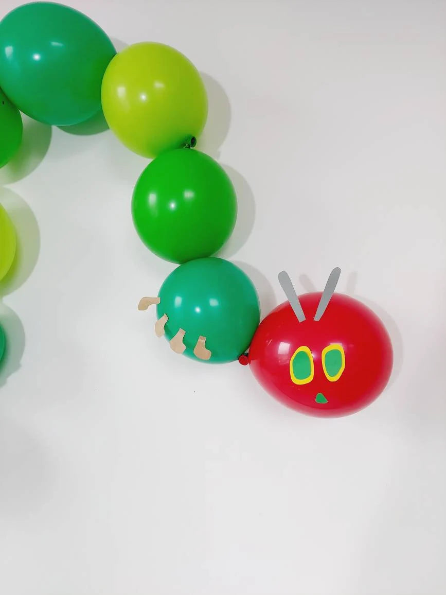 The Hungry Caterpillar and butterfly themed birthday balloon bouquet