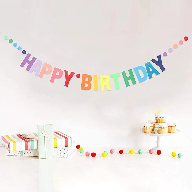 Rainbow Happy birthday bunting banner