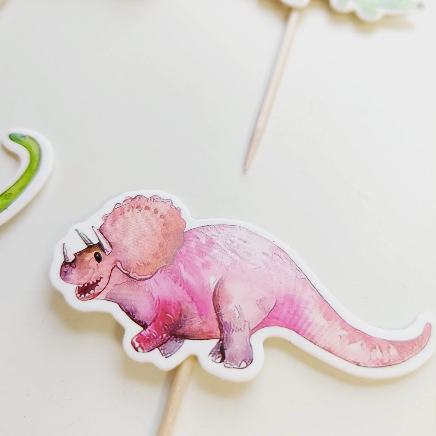 Pink girls Dinosaurs Birthday cup Cake Topper set