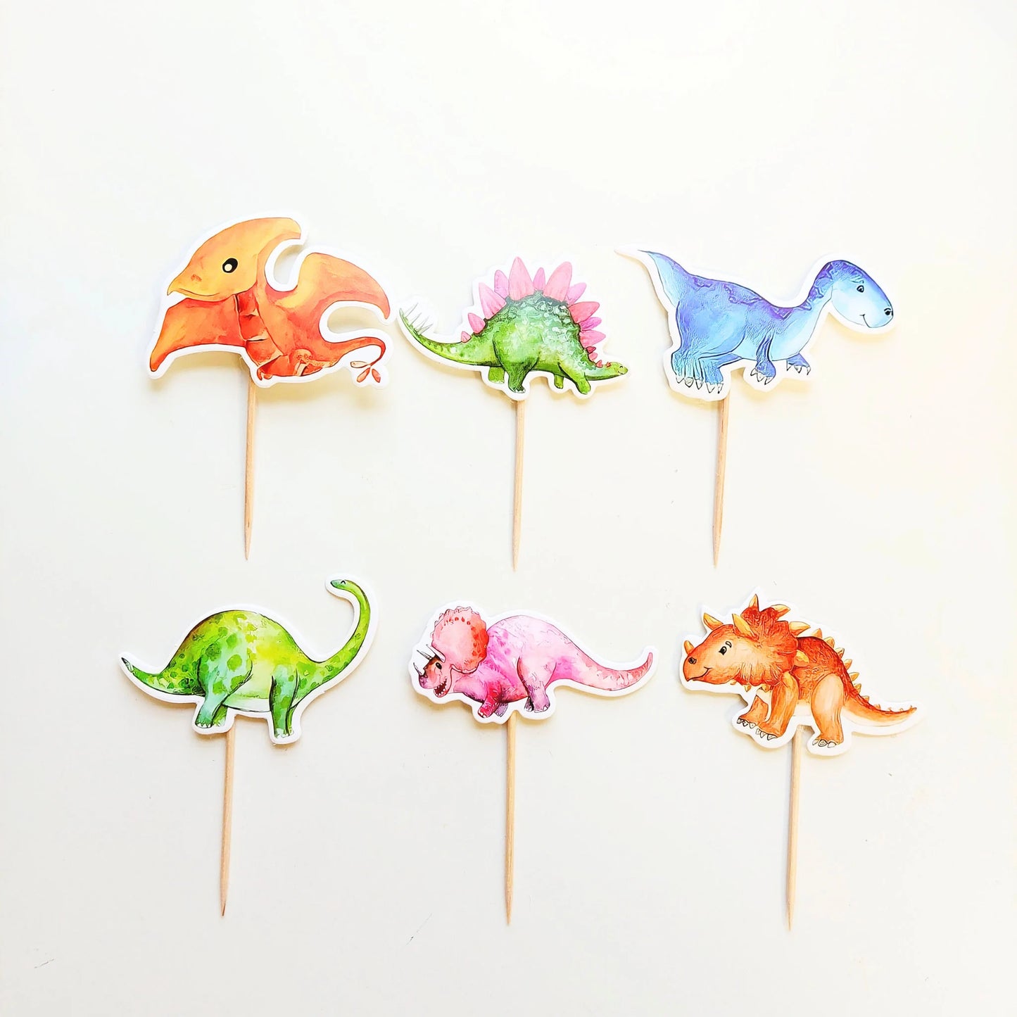 Pink girls Dinosaurs Birthday cup Cake Topper set